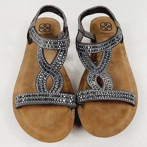 Daisy Fuentes Rhinestone Embellished Bling Strappy Sandals Womens Size 7.5